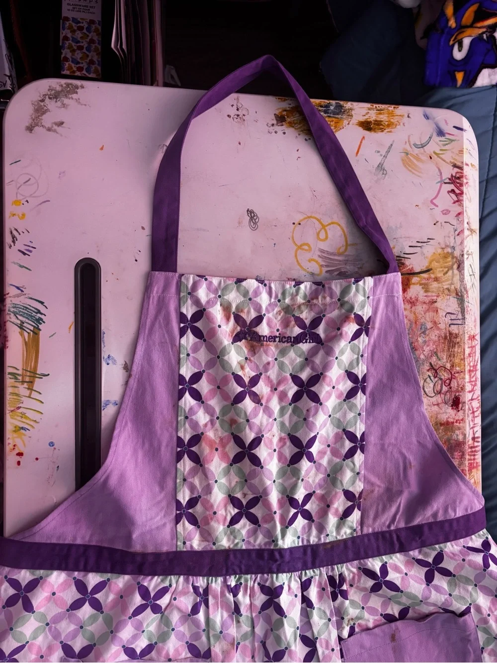 American Girl Pink and Purple Patterned Adult Apron